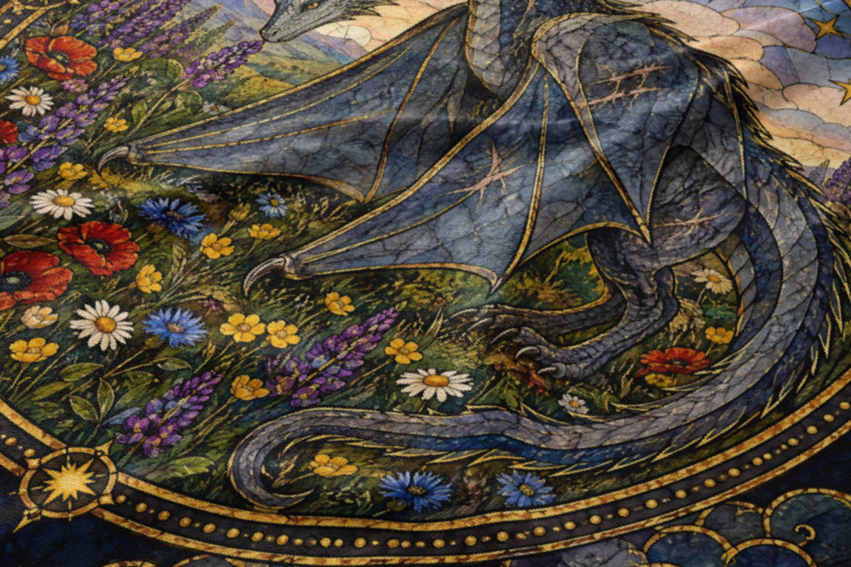 Abraxos in Bloom Stained Glass Velveteen Plush Blanket close-up