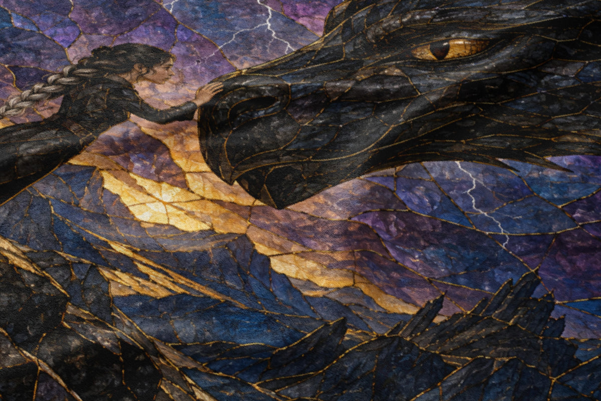 Dragon Rider Velveteen Plush Blanket close-up