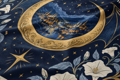 Velaris City of Starlight Crest Velveteen Plush Blanket close-up