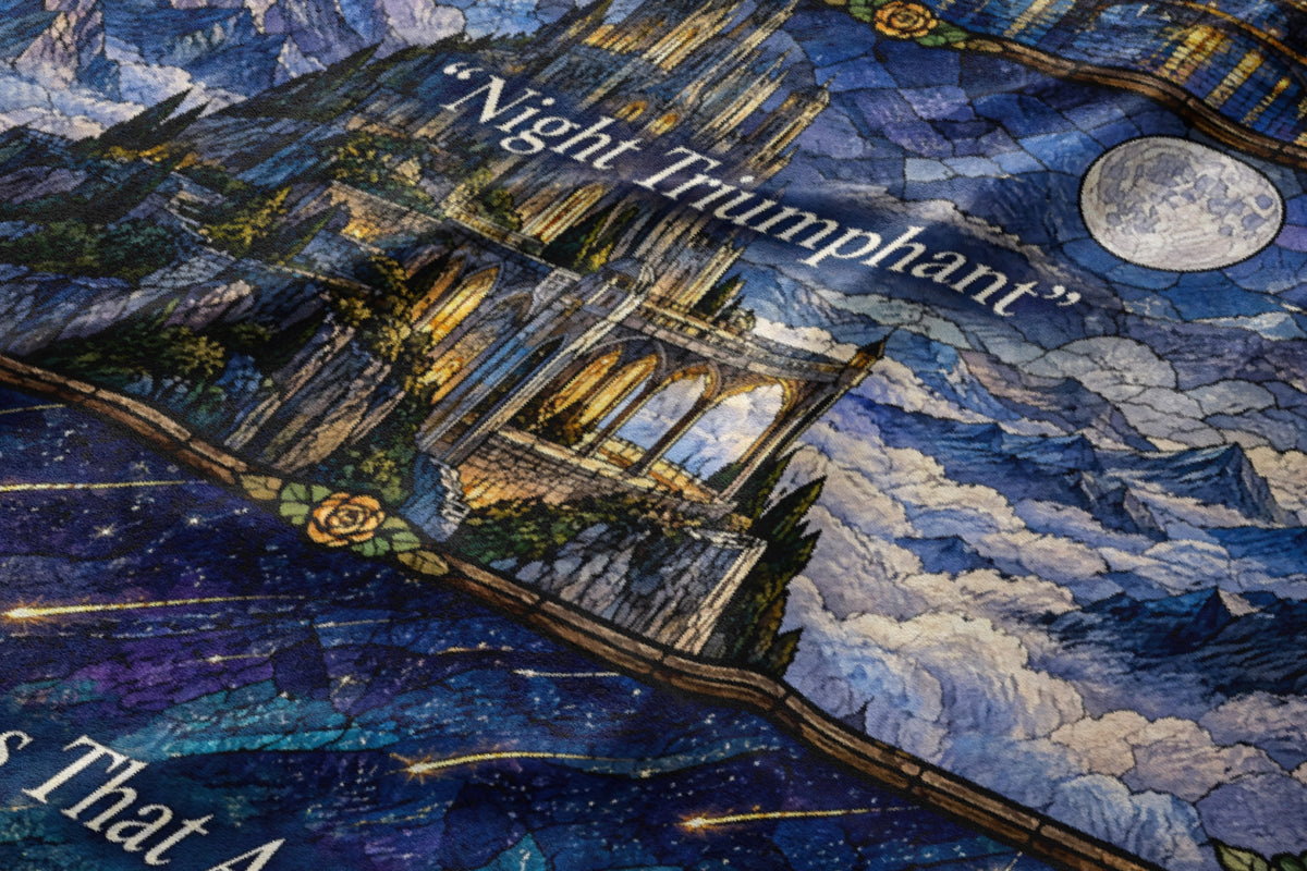 Night Court Stained Glass Velveteen Plush Blanket close-up