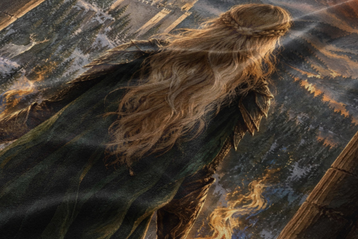 Aelin on the Walls of Orynth Velveteen Plush Blanket close-up