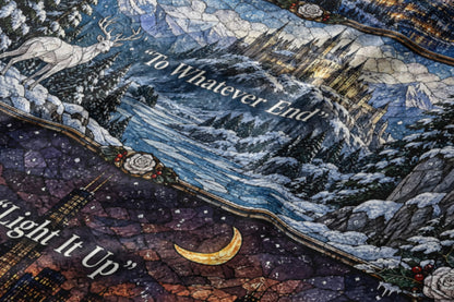 Winter Maasverse Stained Glass Velveteen Plush Blanket close-up