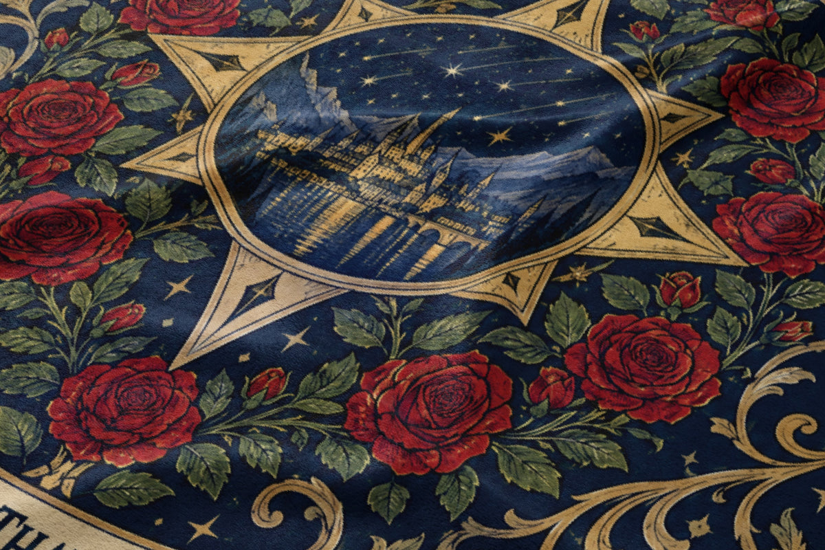 To The Stars Who Listen Rose Crest Velveteen Plush Blanket close-up