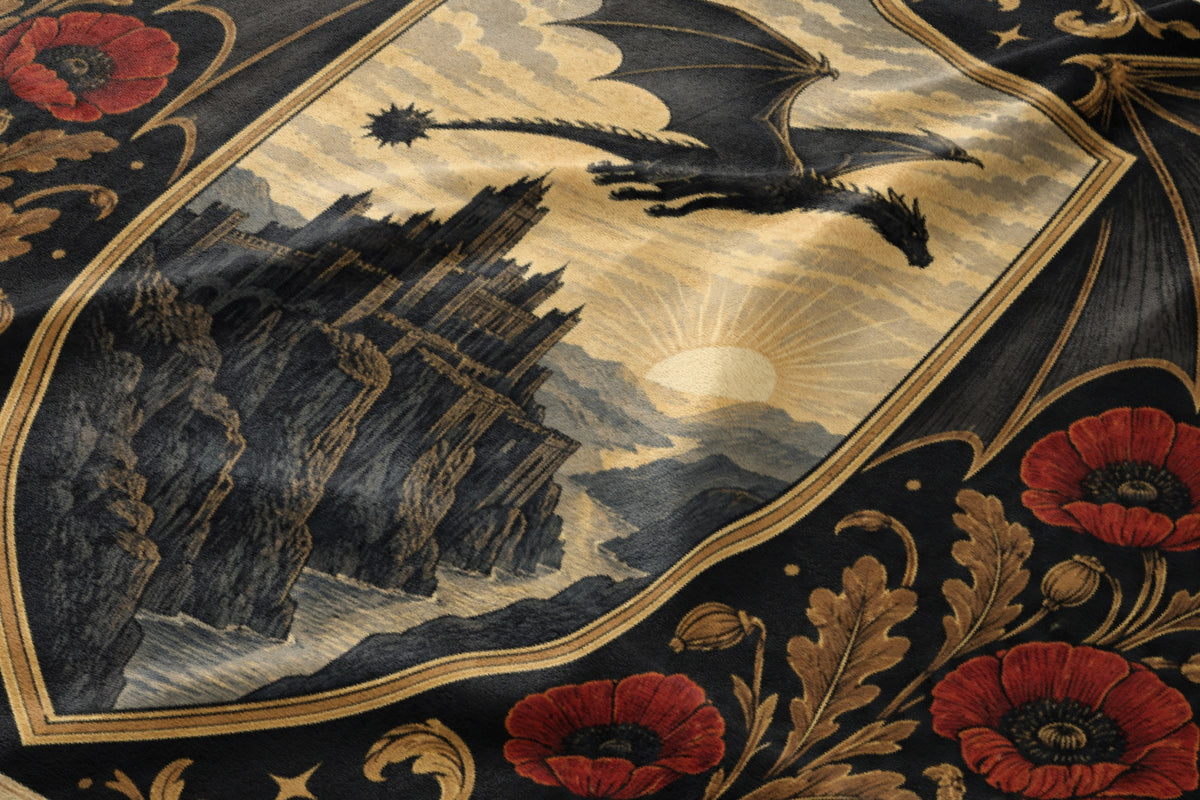 Basgiath Dragon Rider Crest Velveteen Plush Blanket close-up