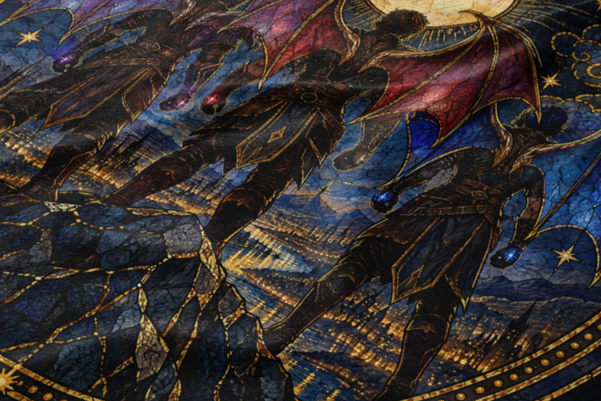 Illyrian Trio Stained Glass Velveteen Plush Blanket close-up