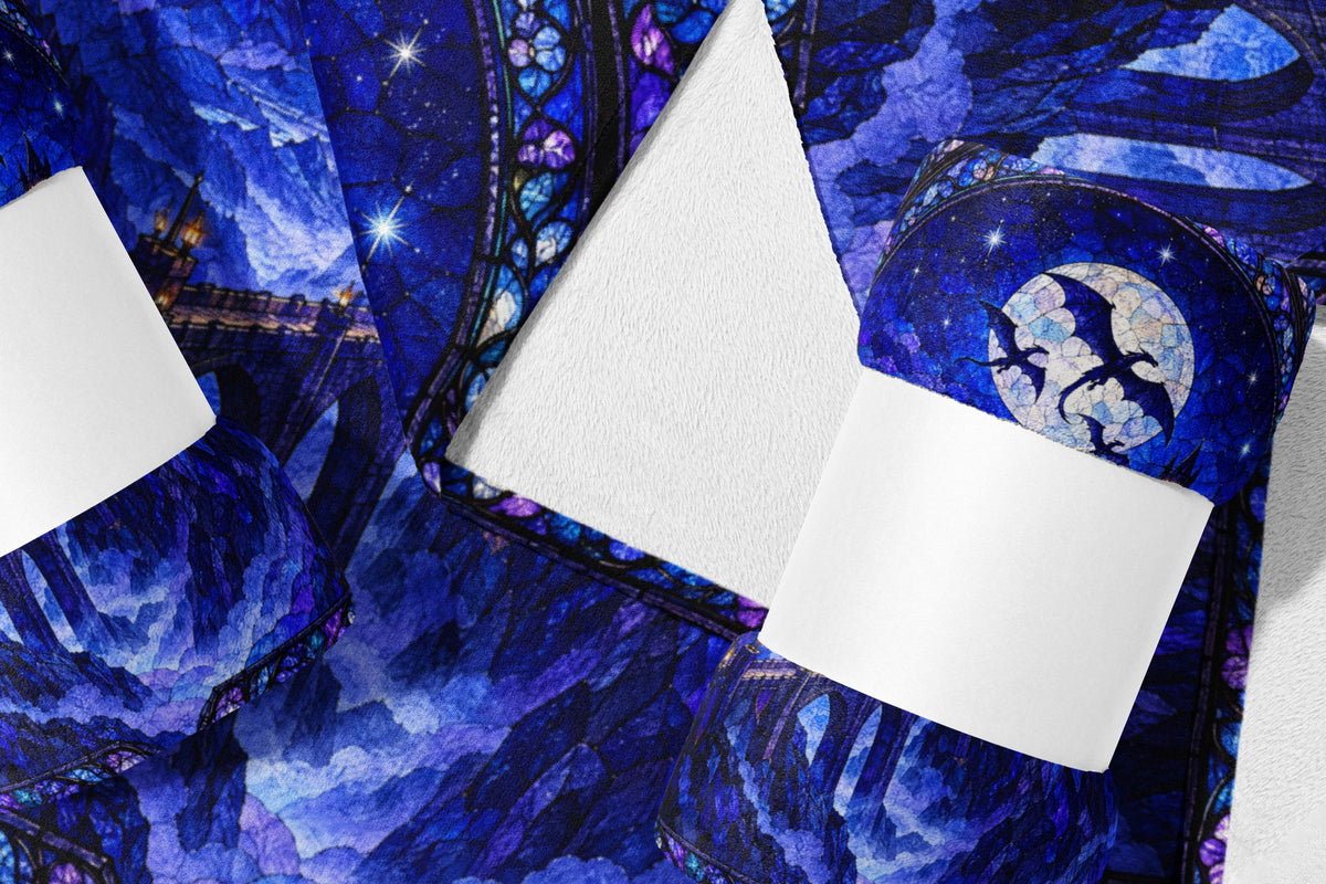 Basgiath by Night Stained Glass Velveteen Plush Blanket flat lay