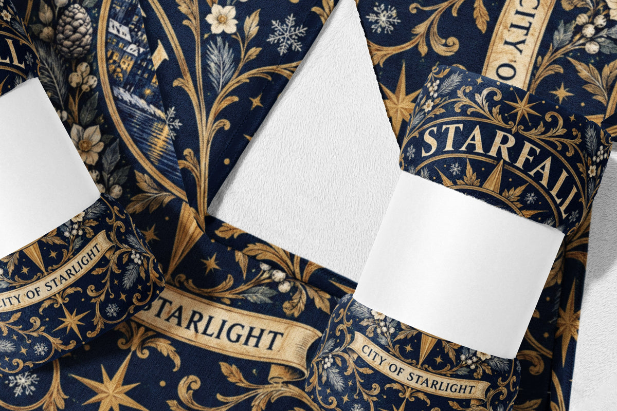 Starfall City of Starlight Crest Velveteen Plush Blanket flat lay