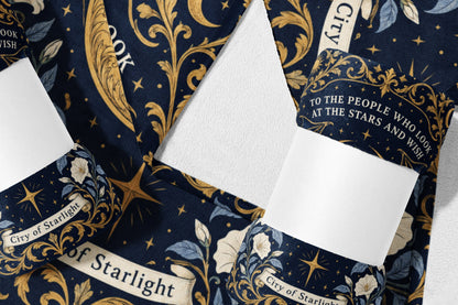 Velaris City of Starlight Crest Velveteen Plush Blanket flat lay
