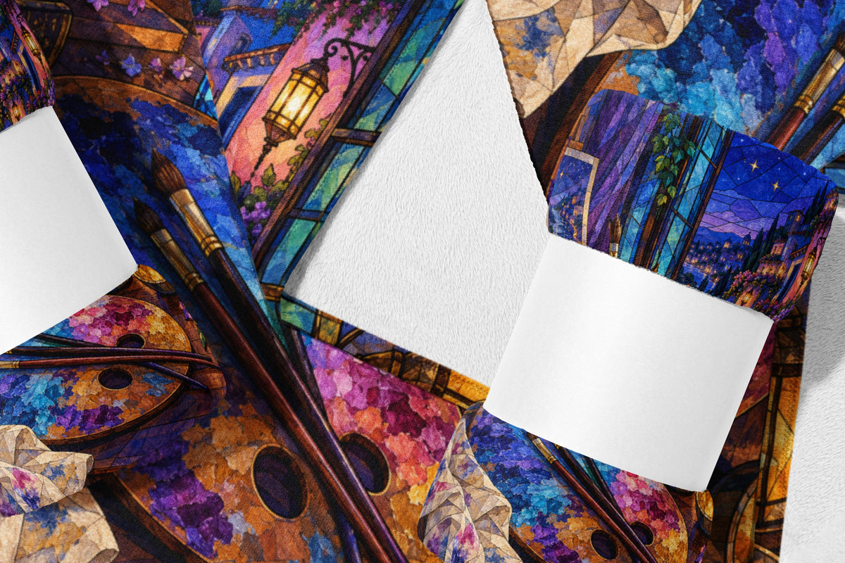 The Rainbow of Velaris Velveteen Plush Blanket flat lay