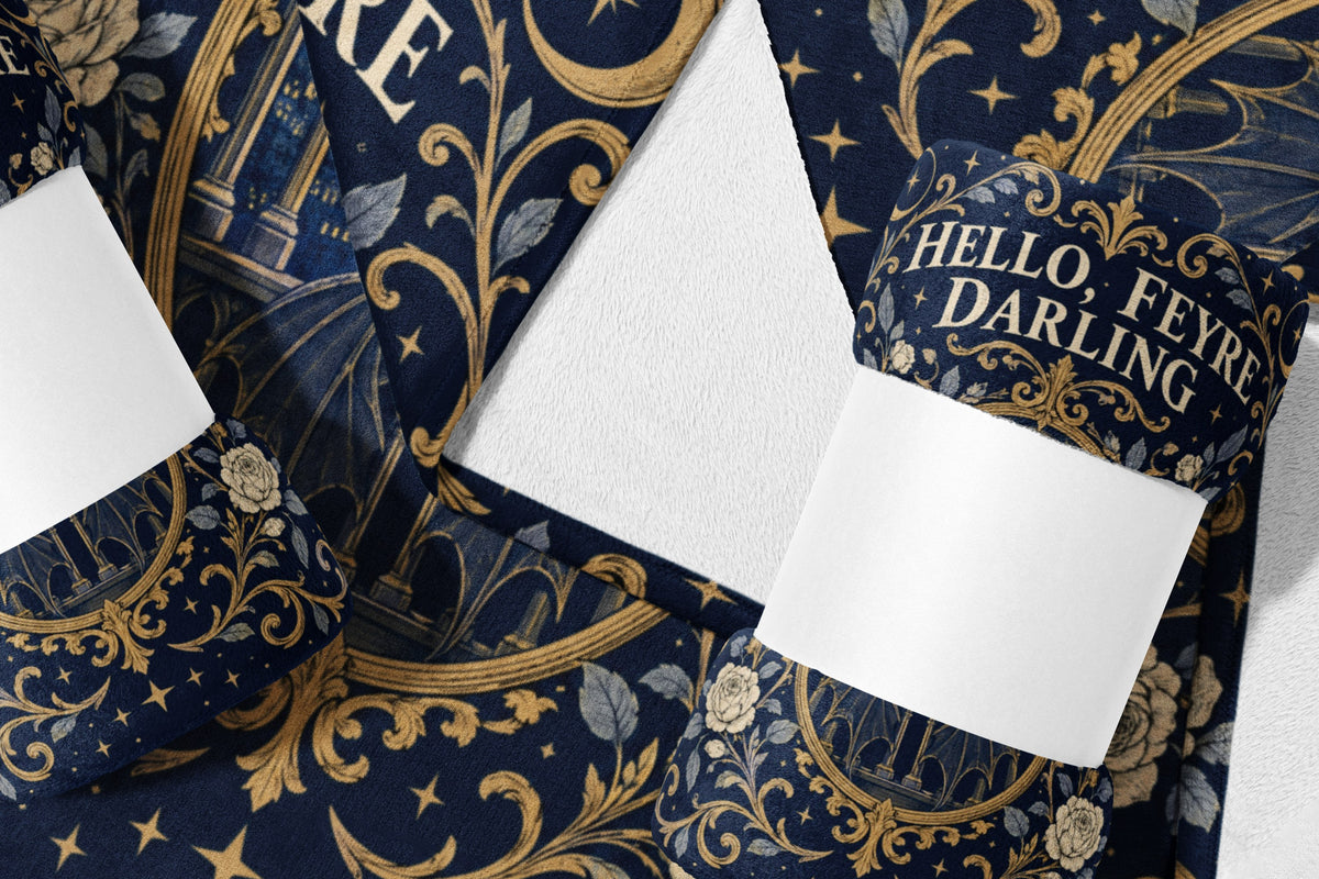 Hello Feyre Darling Crest Velveteen Plush Blanket flat lay