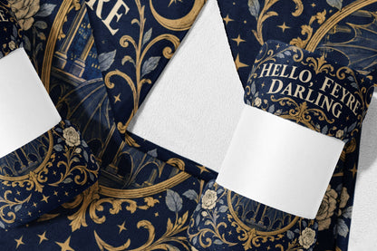 Hello Feyre Darling Crest Velveteen Plush Blanket flat lay