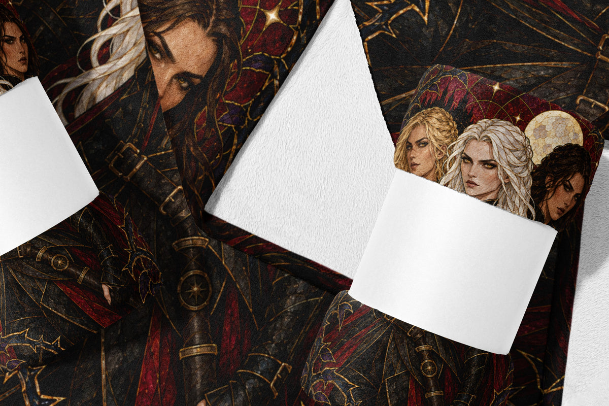 Ice, Fire, and Stone Velveteen Plush Blanket flat lay