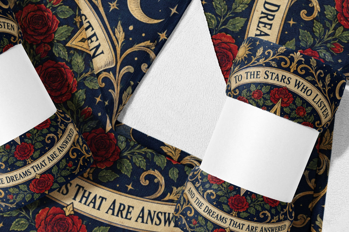 To The Stars Who Listen Rose Crest Velveteen Plush Blanket flat lay