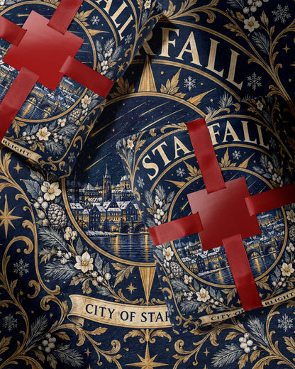 Starfall City of Starlight Crest Velveteen Plush Blanket wrapped as a gift