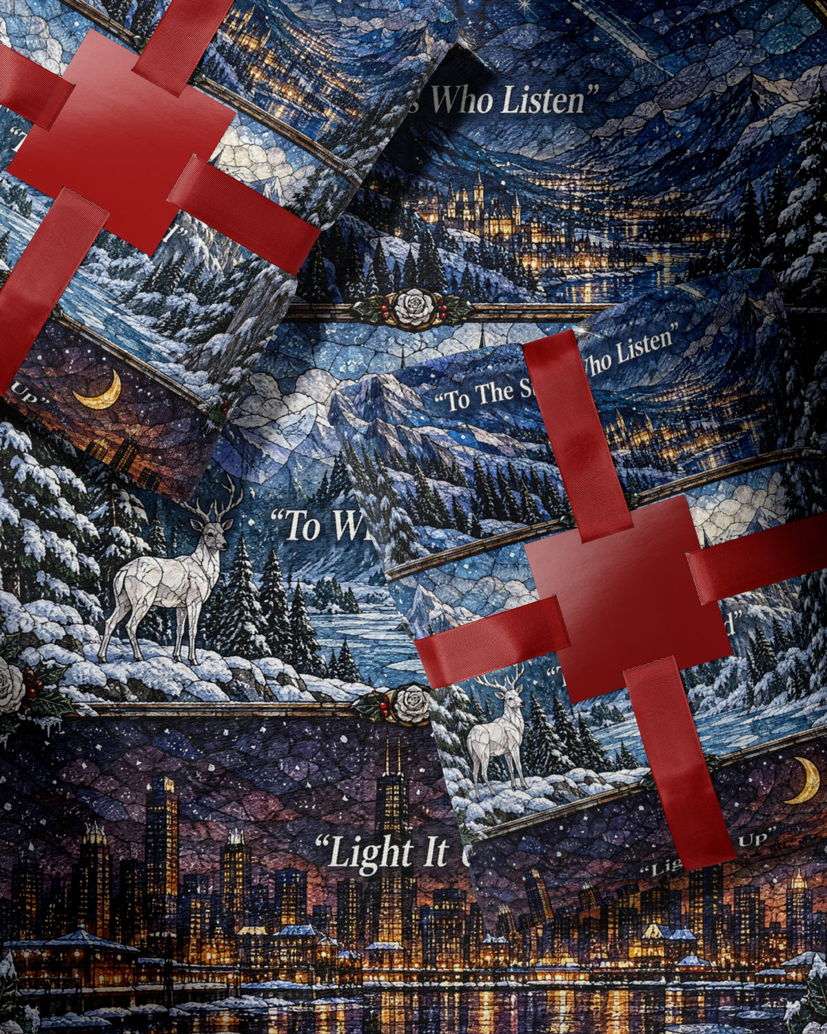 Winter Maasverse Stained Glass Velveteen Plush Blanket wrapped as a gift