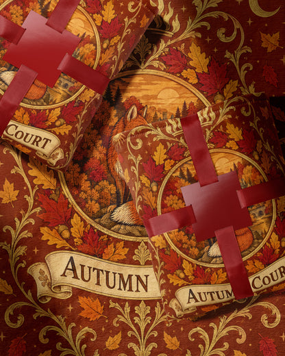 Autumn Court Fox Crest Velveteen Plush Blanket wrapped as a gift