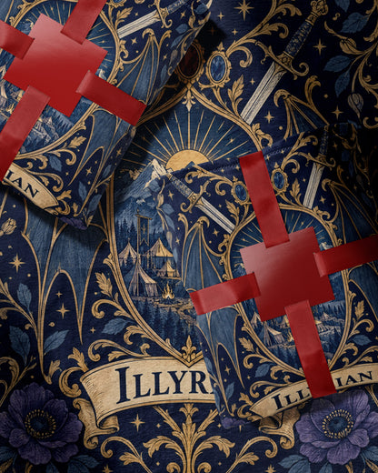 Illyrian Crest Velveteen Plush Blanket wrapped as a gift