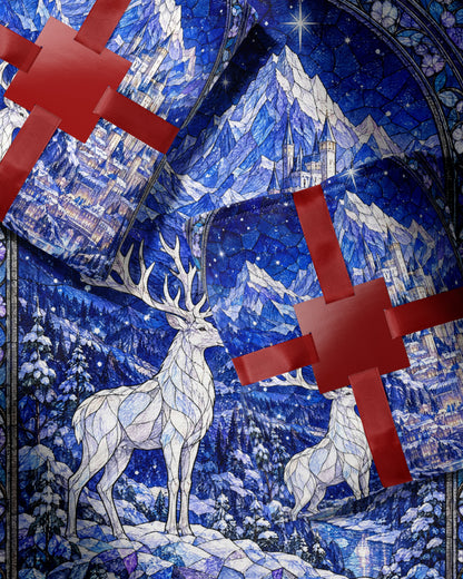 Orynth in Winter Stained Glass Velveteen Plush Blanket wrapped as a gift
