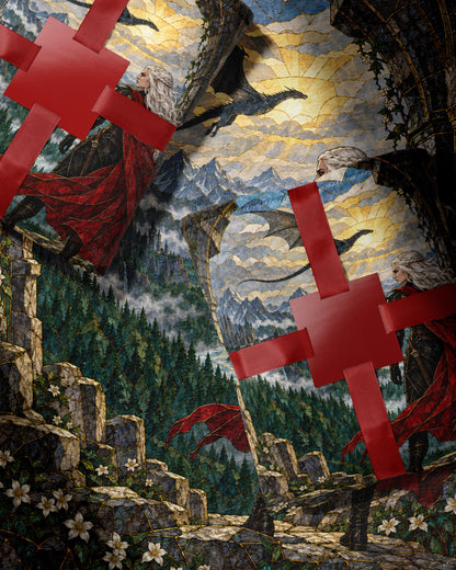 Wyvern at the Mountain Pass Velveteen Plush Blanket wrapped as a gift