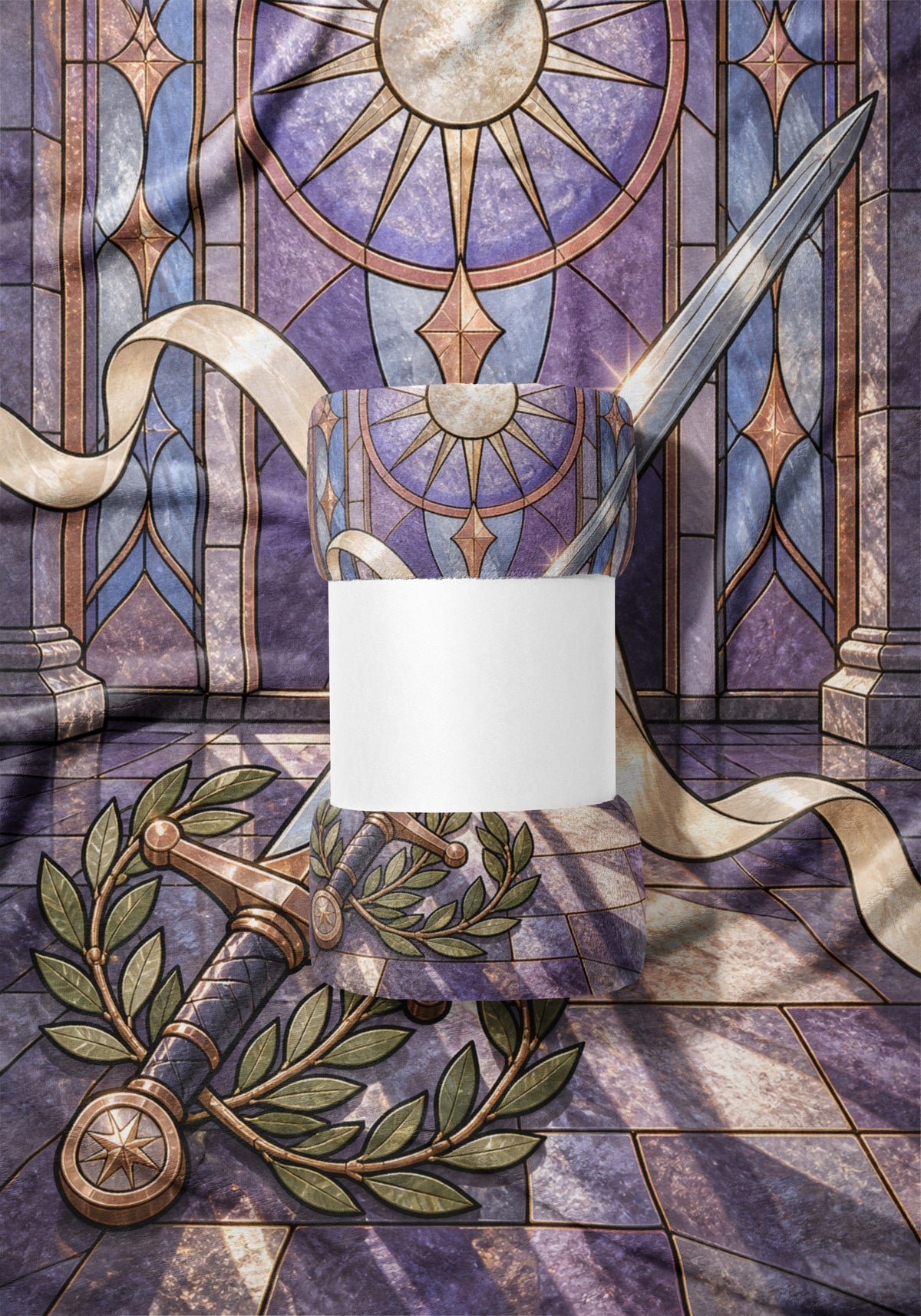 Radiant Blade Velveteen Plush Blanket draped