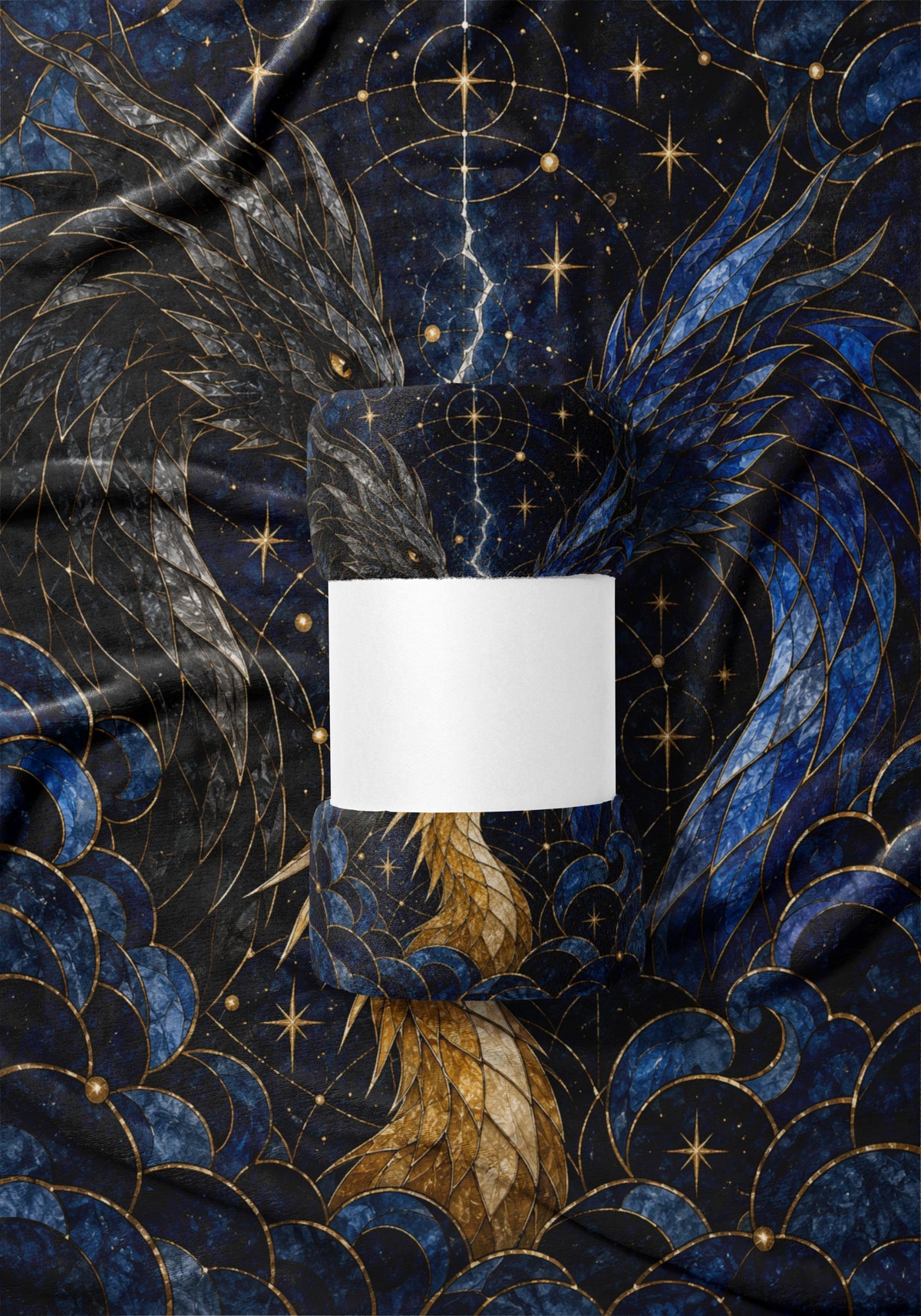 Dragon Bond Velveteen Plush Blanket draped