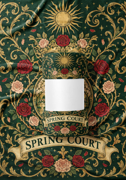 Spring Court Masquerade Crest Velveteen Plush Blanket draped