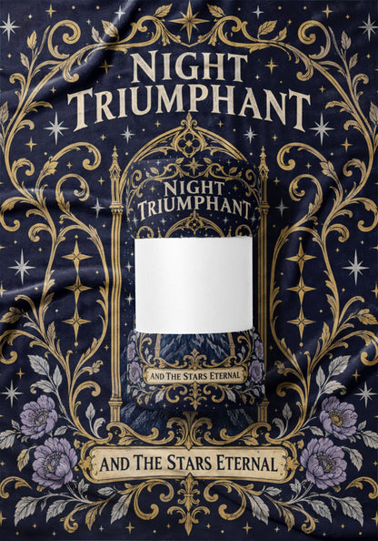 Night Triumphant Crest Velveteen Plush Blanket draped