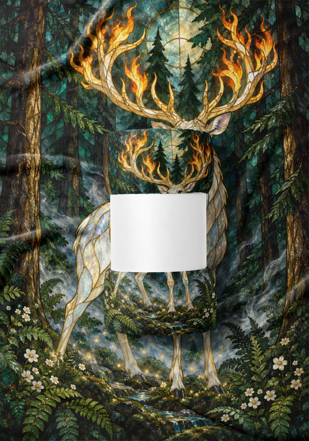 Terrasen Stag Velveteen Plush Blanket draped
