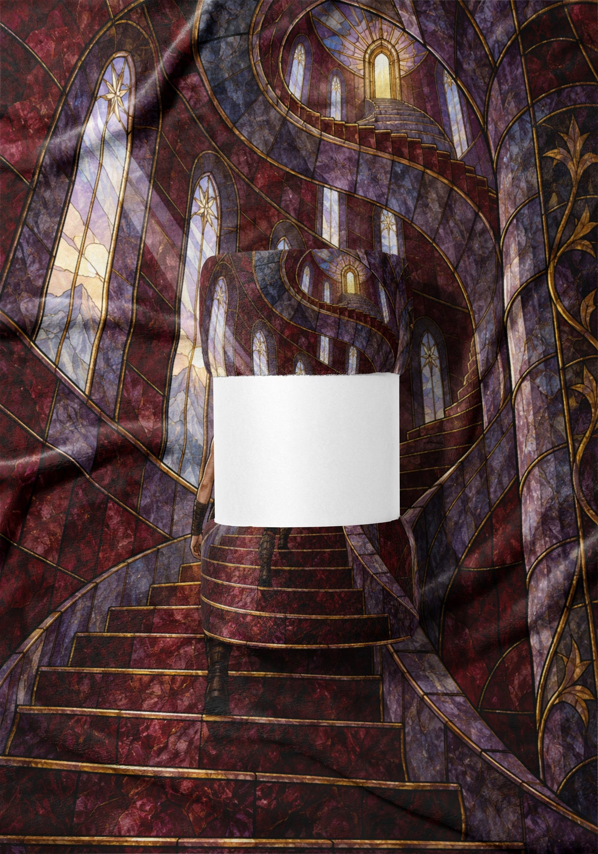Nesta's Staircase Velveteen Plush Blanket draped