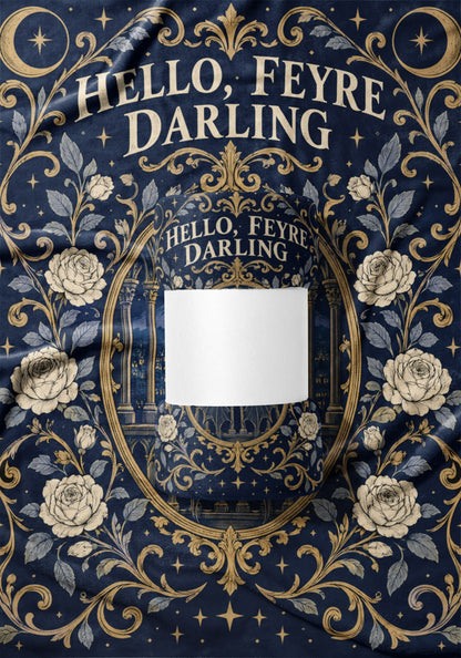 Hello Feyre Darling Crest Velveteen Plush Blanket draped