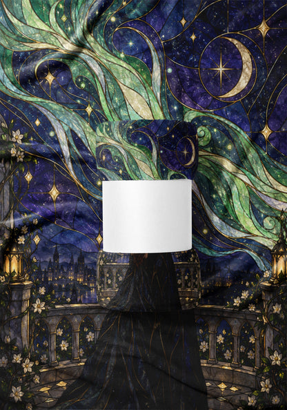 Starfall Stained Glass Velveteen Plush Blanket draped