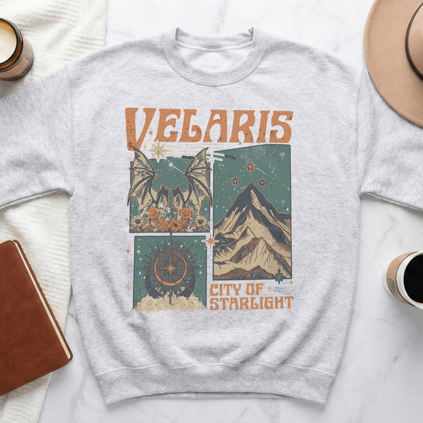 Velaris City of Starlight Celestial Mountain Sweatshirt in Ash
