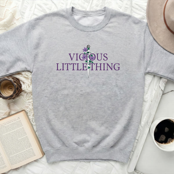 Vicious Little Thing Quote Sweatshirt in Sport Grey