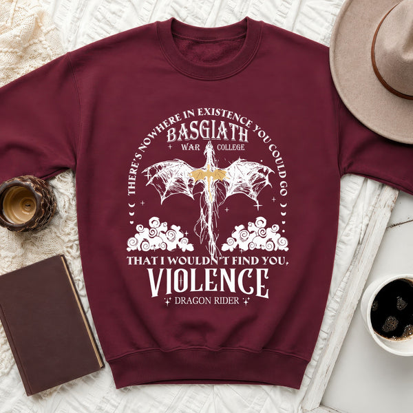 Violence Dragon Rider Basgiath Arch Sweatshirt in Maroon