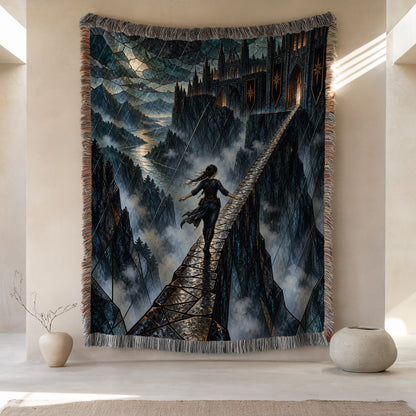 Parapet Woven Throw Blanket hanging on a wall