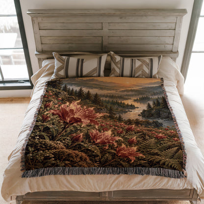 Kingsflame Woven Throw Blanket on a bed