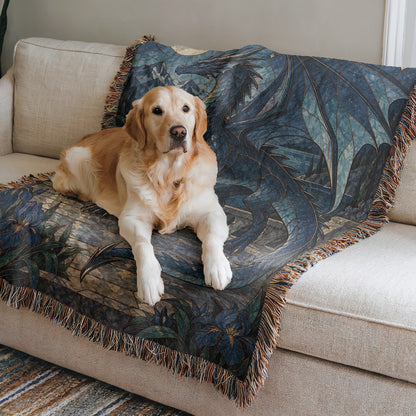 Sgaeyl Woven Throw Blanket on a sofa with a dog