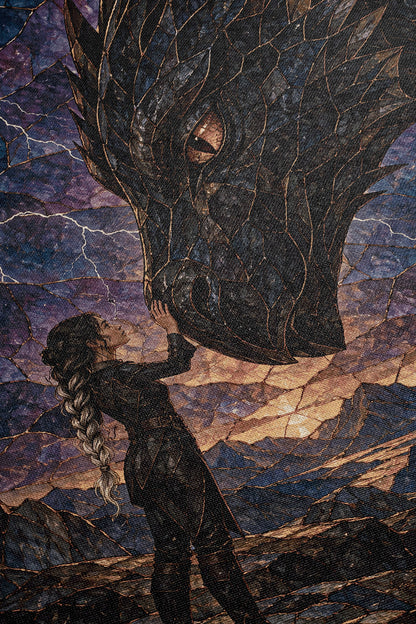 Dragon Rider Woven Throw Blanket close-up