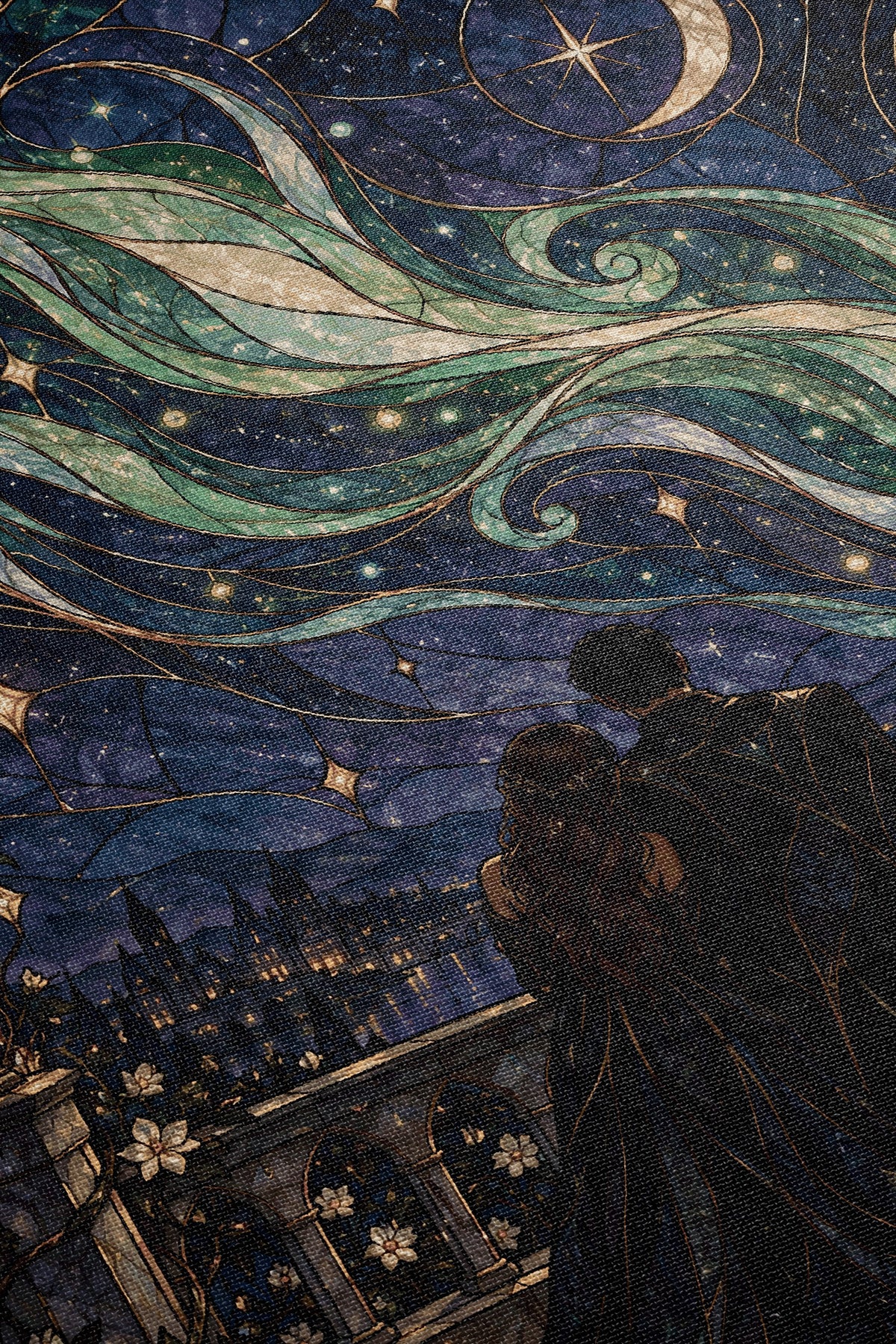 Starfall Stained Glass Woven Throw Blanket close-up