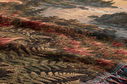 Kingsflame Woven Throw Blanket woven texture and fringe close-up