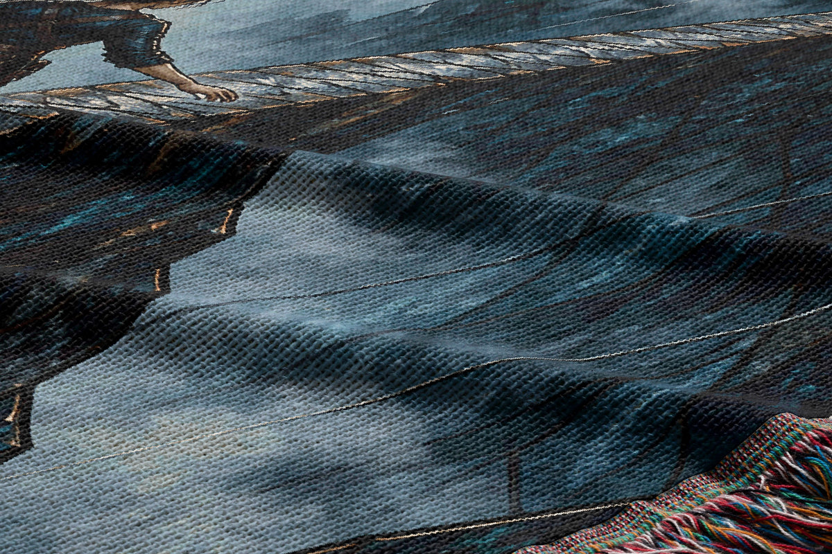 Parapet Woven Throw Blanket woven texture and fringe close-up