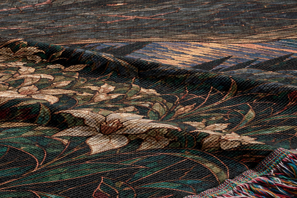 Wildflower Truce Woven Throw Blanket woven texture and fringe close-up