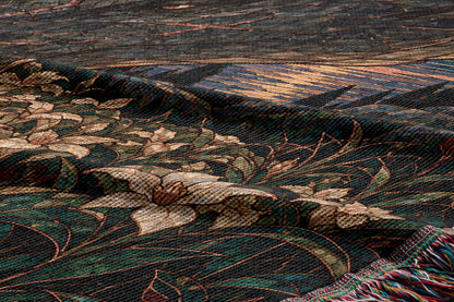 Wildflower Truce Woven Throw Blanket woven texture and fringe close-up