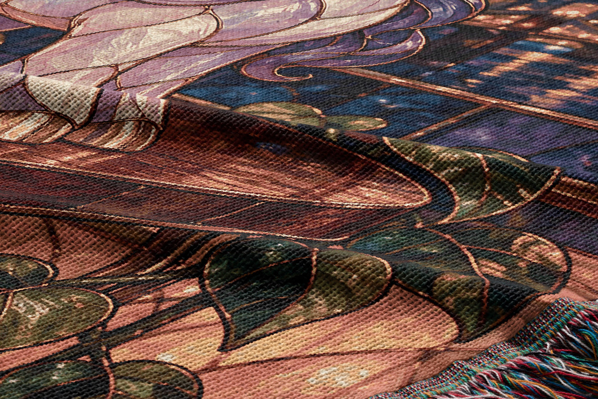 Pegasus Woven Throw Blanket woven texture and fringe close-up