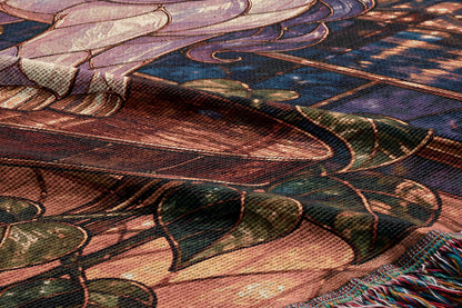Pegasus Woven Throw Blanket woven texture and fringe close-up
