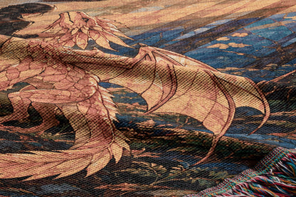 Three Bonds Woven Throw Blanket woven texture and fringe close-up