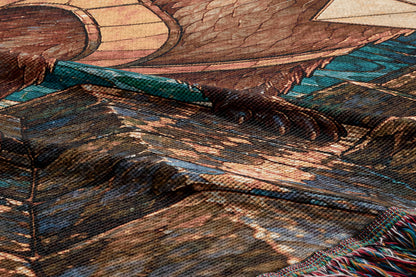 Otter Woven Throw Blanket woven texture and fringe close-up