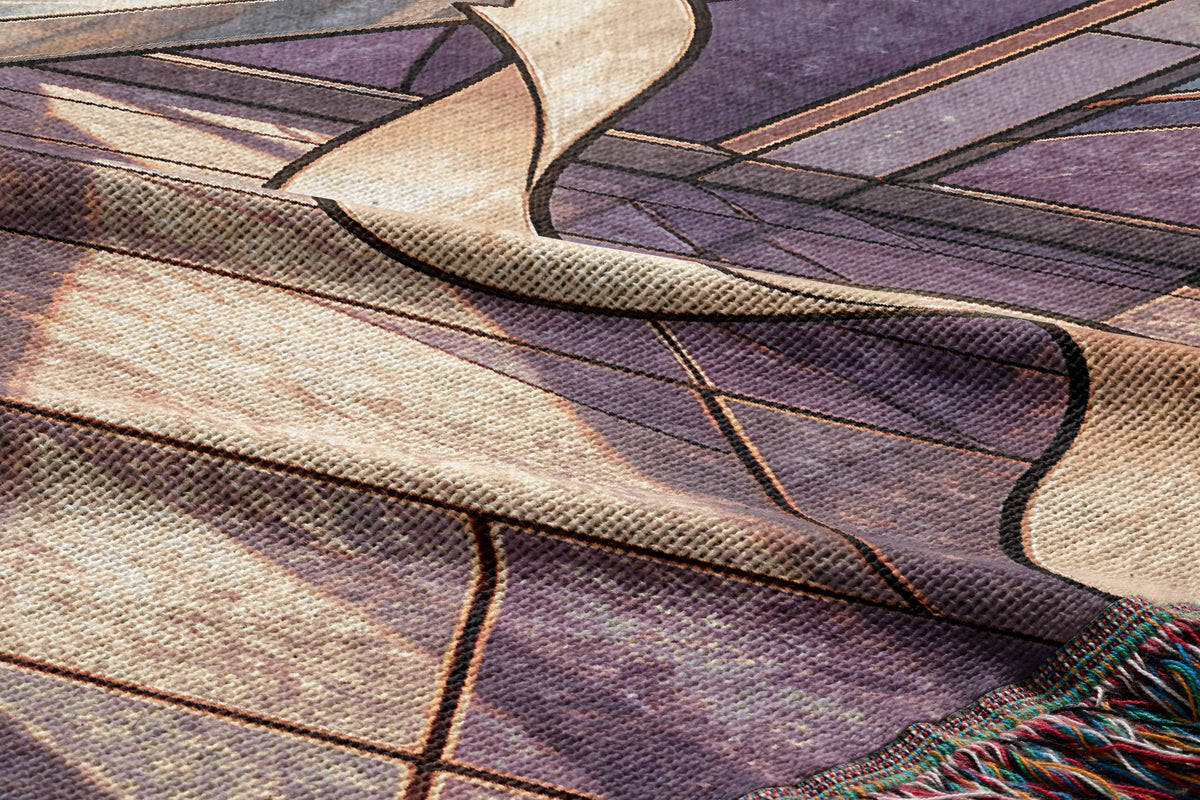 Radiant Blade Woven Throw Blanket woven texture and fringe close-up