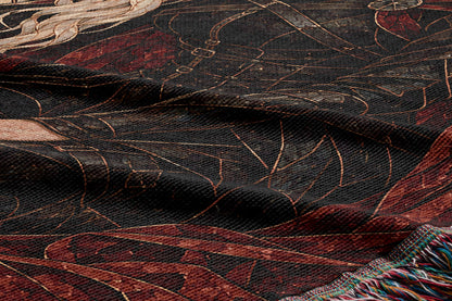 Flowers for the Fallen Woven Throw Blanket woven texture and fringe close-up