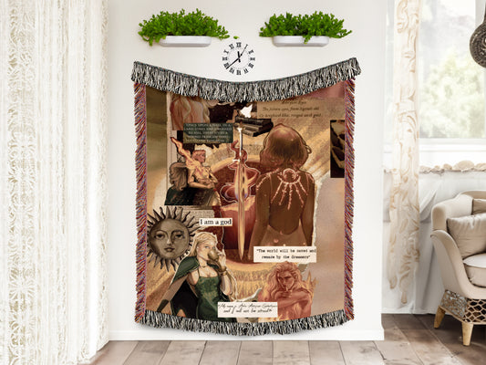 "Dreamer’s Collage" Woven Throw Blanket - MagicMerchEmporium